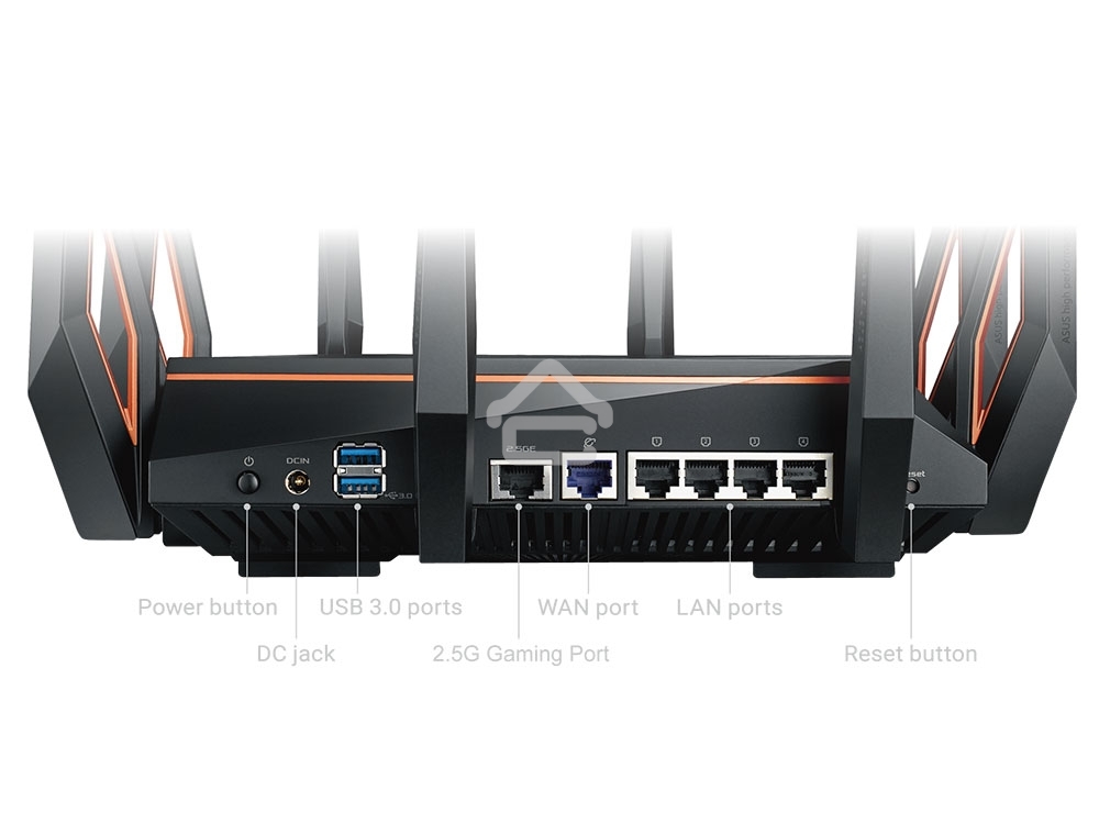 Маршрутизатор ASUS GT-AX11000 Tri-band WiFi 6(802.11ax) Gaming Router –World's first 10 Gigabit Wi-Fi router with a quad-core processor, 2.5G gaming port, DFS band, wtfast, Adaptive QoS, AiMesh for mesh wifi system