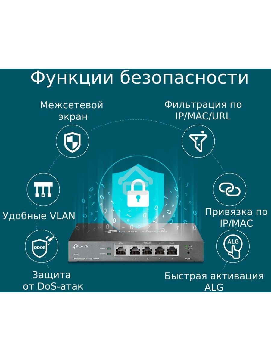 Роутер TP-Link SafeStream ER605 10/100/1000BASE-TX черный