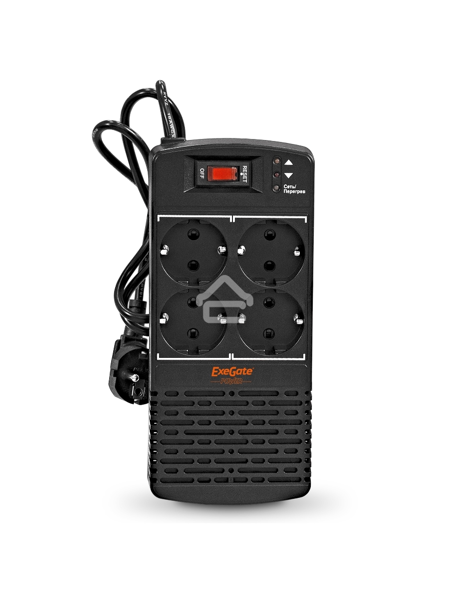Стабилизатор ExeGate Power AD5000-1200 (1200VA/600W, диапазон 150...280В, 4 евророзетки)