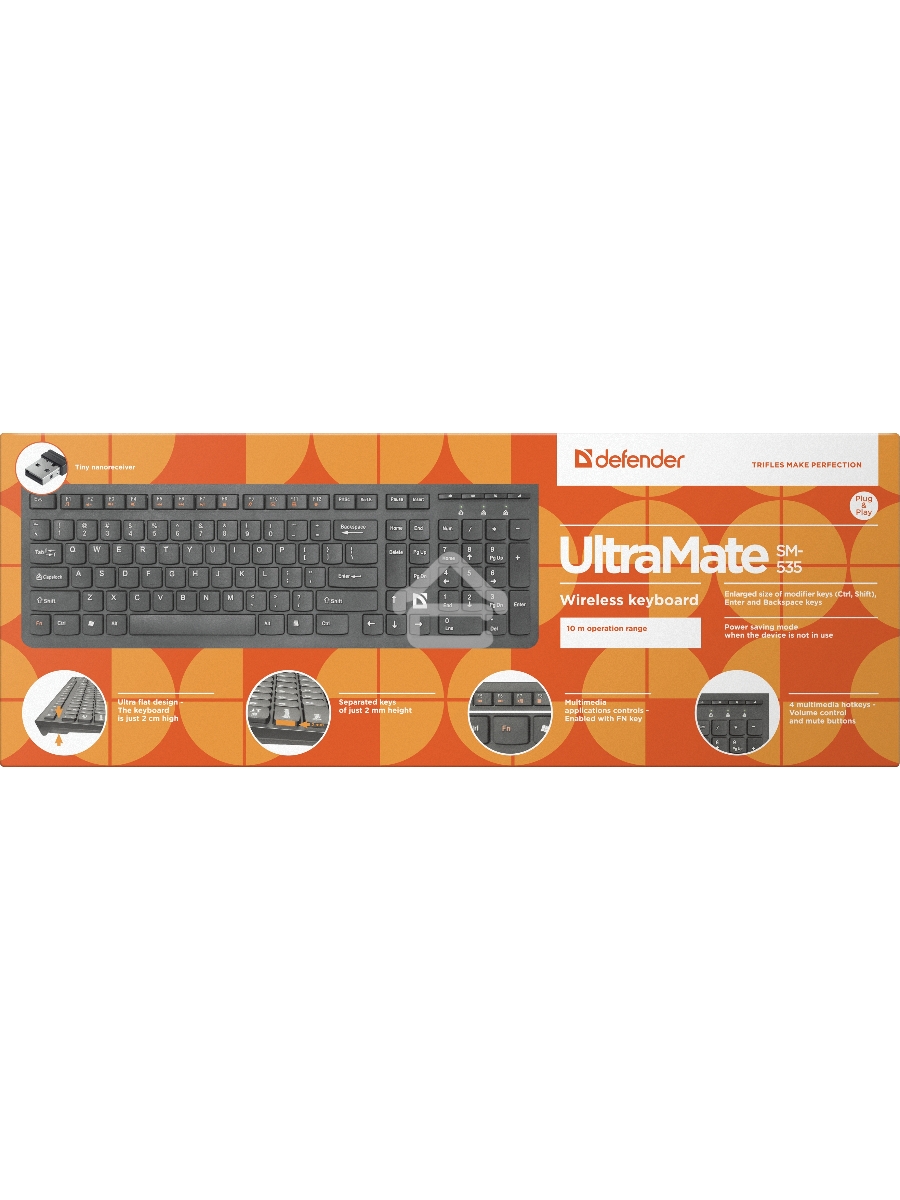 Клавиатура Defender ULTRAMATE SM-535 RU беспроводная USB, радиоканал, черный