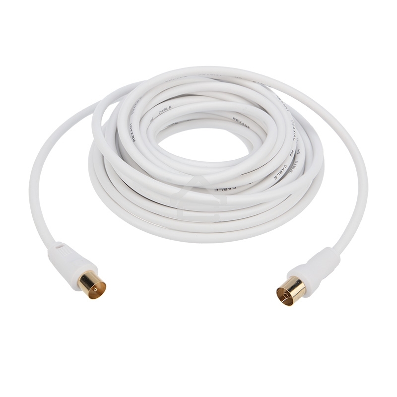 Шнур Rexant ТВ гнездо - ТВ штекер, длина 5 м етров, белый