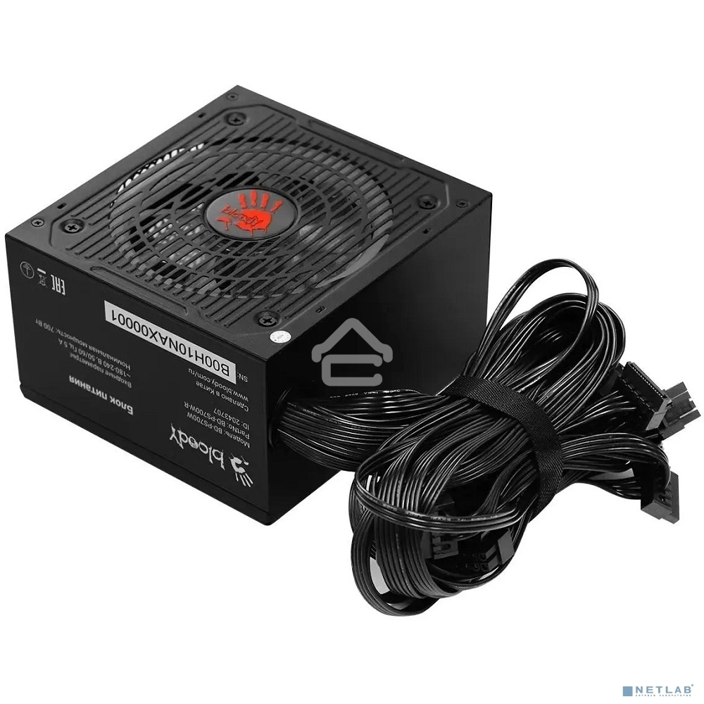 Блок питания Bloody BD-PS700W, 700Вт, 80 PLUS белый, 120мм, черный