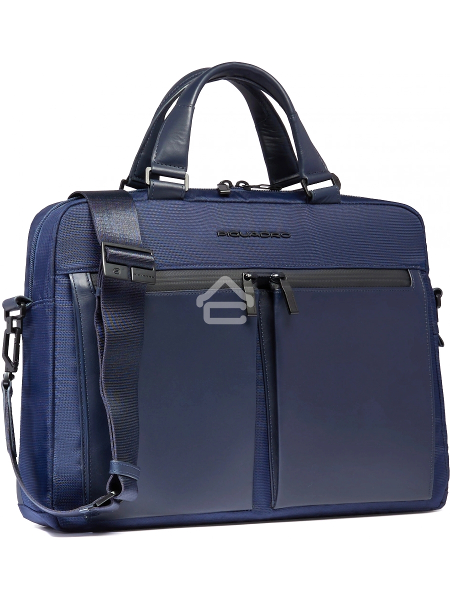 Деловая сумка Piquadro Orion CA6623S136/BLU с отделением для ноутбука синий ткань/натур.кожа