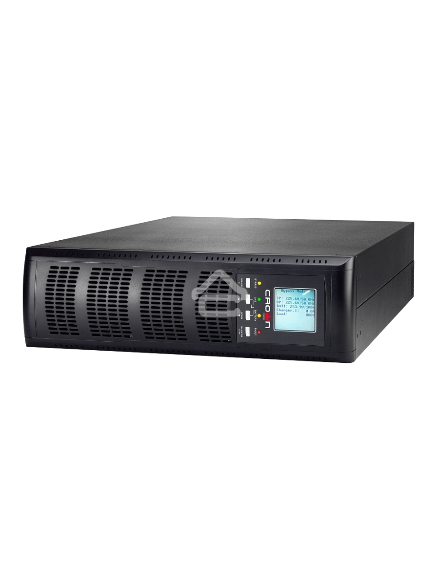 Источник бесперебойного питания CROWN On-Line CMUOA-300X-6K 6000VA/5400W, корпус металл, TOWER&RACK, 3U+3U, АКБ 16*12V/7AH, PF-0.9, AVR 110-300V, порт USB+RS-232, EPO, розетки - клемная колодка (Ph+N+GND), входной кабель 2,5 м, вентилятор охлаждения, авто