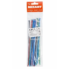 Хомут-стяжкa нeйлонoвая Rexant 200x3,6 мм, цветная, упаковка 25 шт.