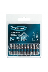 Набор бит GROSS РZ2x25, сталь S2, 10шт  11340
