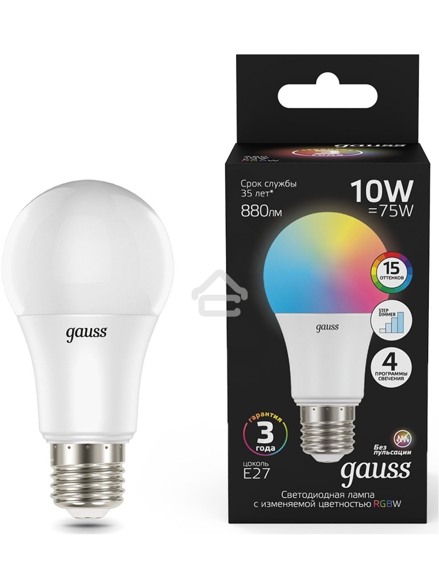 Лампа A60 10W E27 RGBW димирование LED 1/50