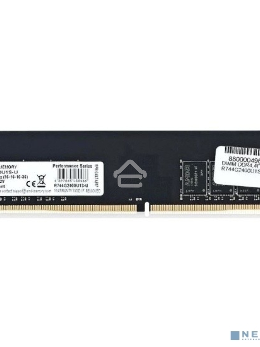 Оперативная память AMD 4GB DDR4 2400 DIMM(R744G2400U1S-UO) Performance Series, 1.2V, Non-ECC, CL15, Bulk