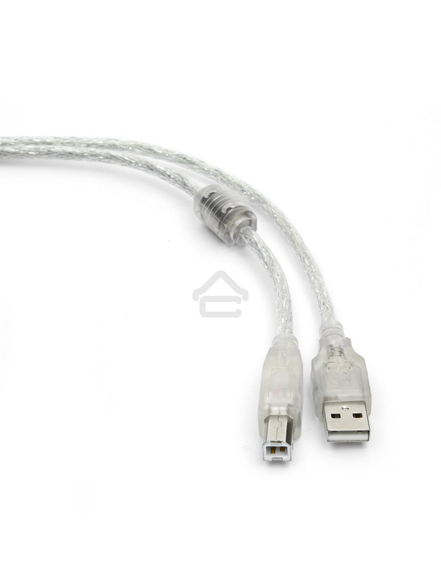 Кабель USB 2.0 Pro Cablexpert CCF-USB2-AMBM-TR-6, AM/BM, 1,8м, экран, феррит.кольца, прозрачный, пакет