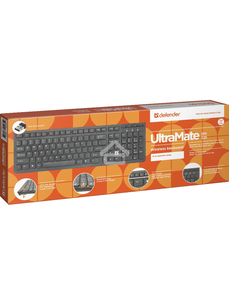Клавиатура Defender ULTRAMATE SM-535 RU беспроводная USB, радиоканал, черный