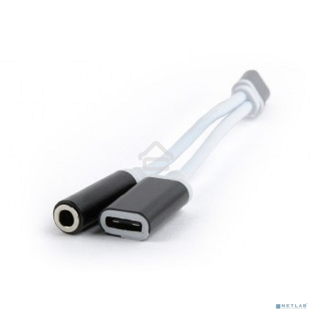 Переходник Cablexpert USB Type-C/Jack3.5 F+ Type-C F, черный, пакет (CCA-UC3.5F-02)