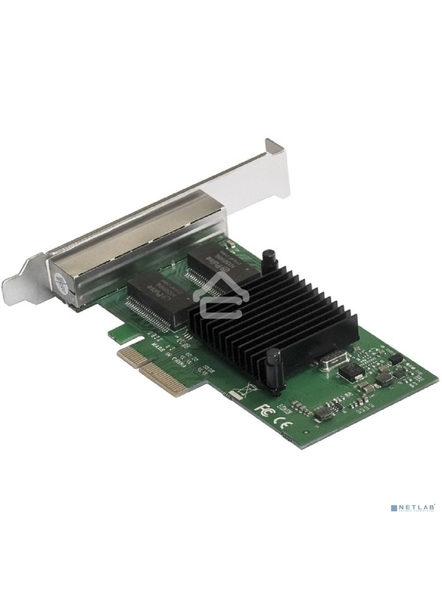 Сетевой адаптер ExeGate EXE-I350-T4V2 (PCI-E x4 v2.1, порты 4xRJ45 (медные), 10/100/1000Mbps, Gigabit NIC Intel Chipset NHI350AM4)