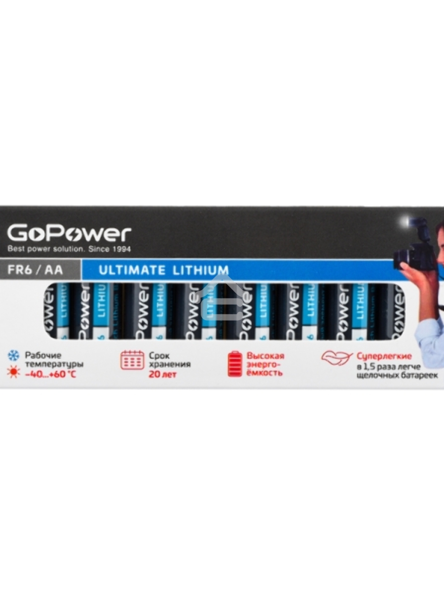 Батарейка GoPower FR6 AA BOX10 Lithium 1.5V