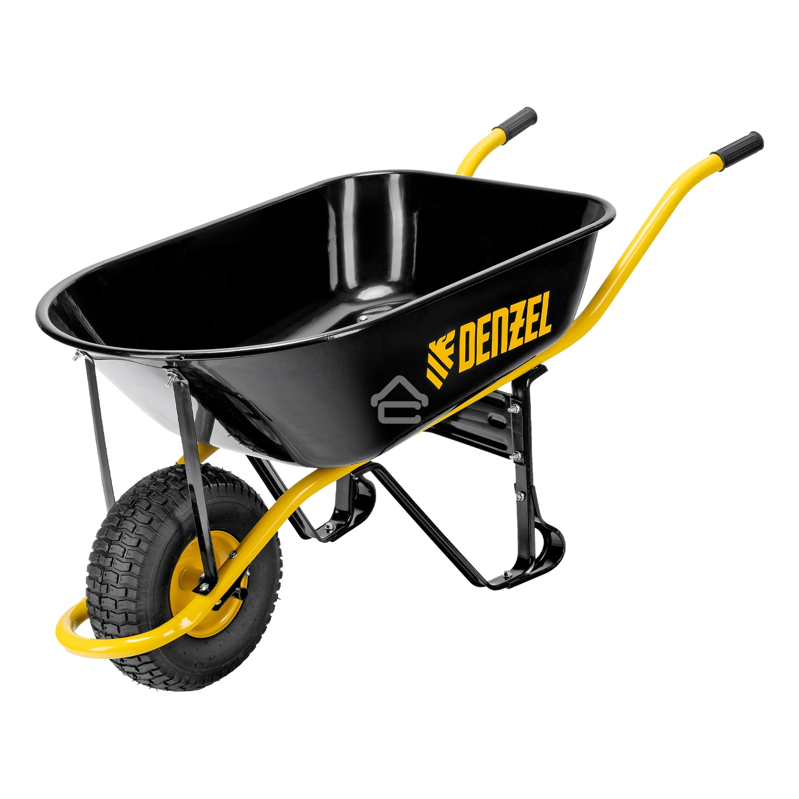 Тачка строительная Denzel усиленная, объем 130 л, 230 кг, колесо 15х6.00-6