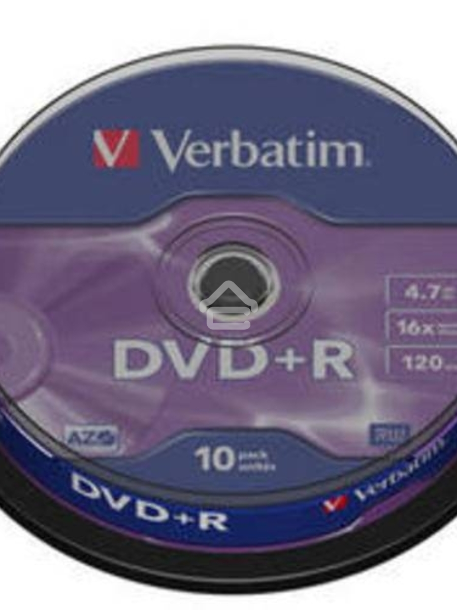 Диск DVD+R Verbatim 4.7Gb 16x Cake Box (10шт) (43498)
