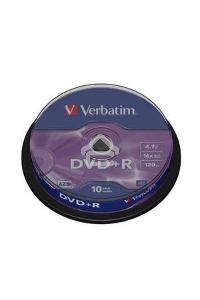 Диск DVD+R Verbatim 4.7Gb 16x Cake Box (10шт) (43498)