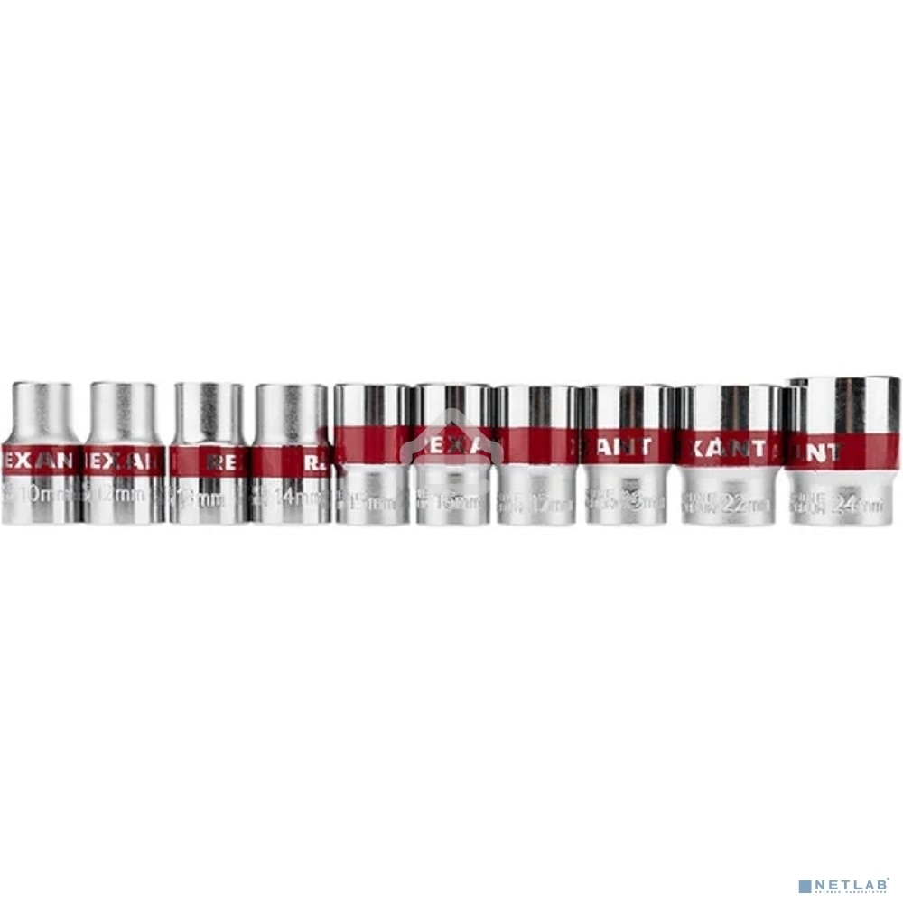 Набор торцевых головок Rexant 1/2, двенадцатигранные, CrV, 10 шт., 10-24 мм