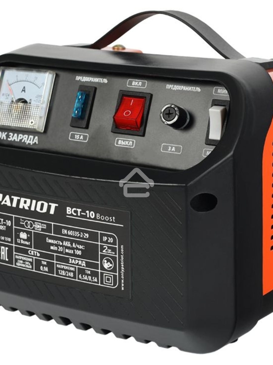Устройство пуско-зарядное PATRIOT BCT-10 Boost 220В±15% 200Вт 12В зарядmax8.5А 20-100А/ч 4.3кг