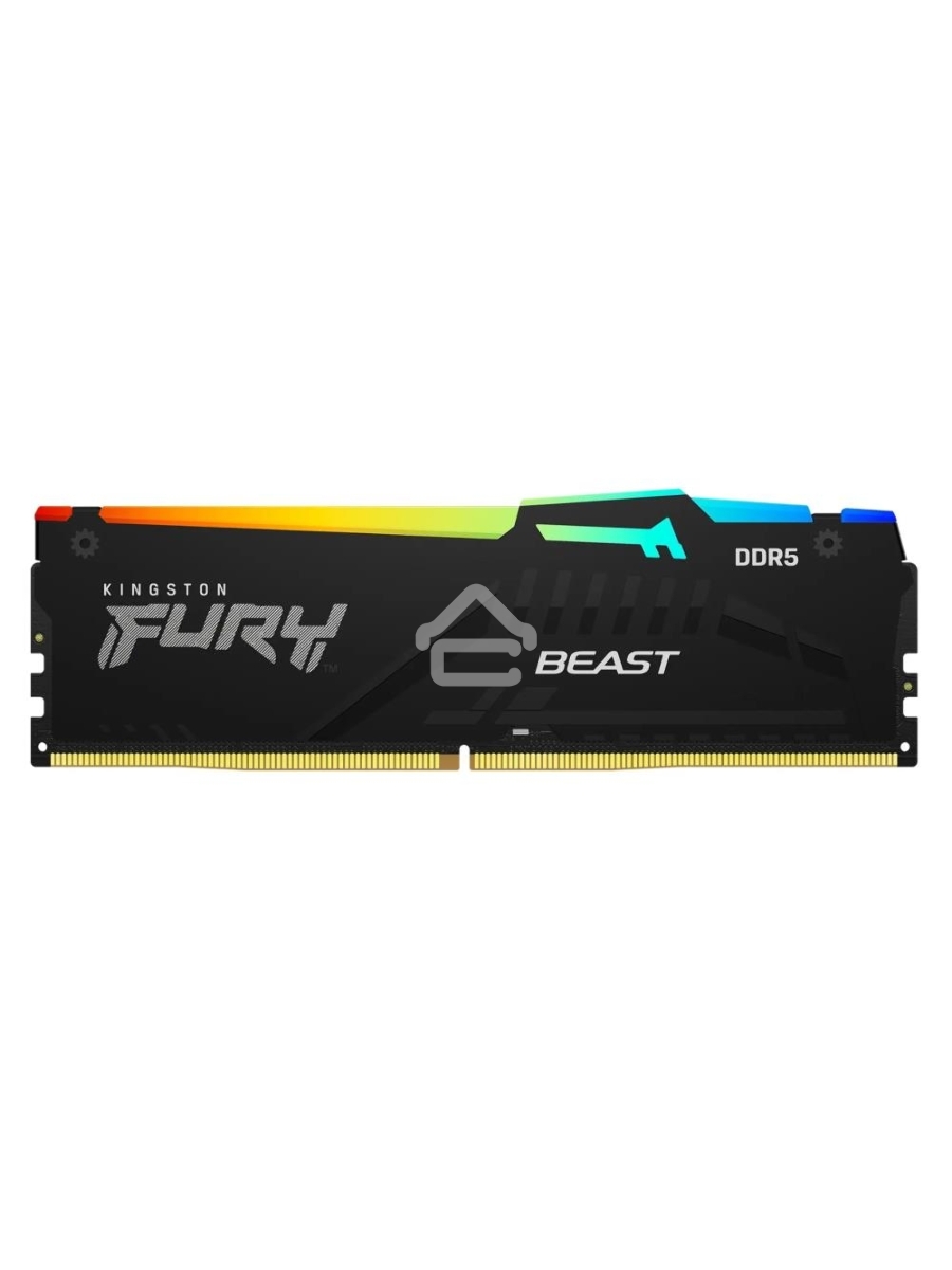 Оперативная память Kingston Fury Beast, DDR5, 32GB (1x32GB), 5600MHz, CL40, DIMM, с радиатором, RGB, черный