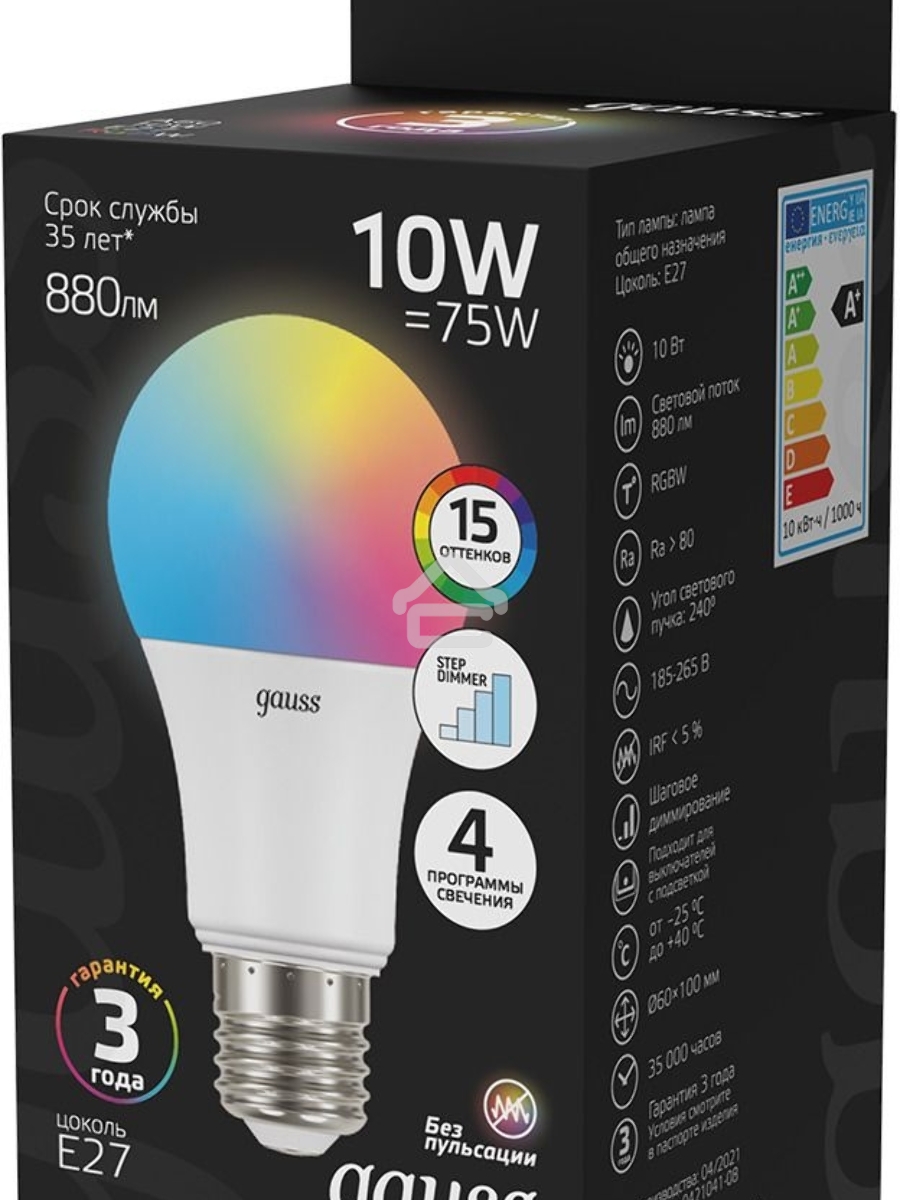 Лампа A60 10W E27 RGBW димирование LED 1/50