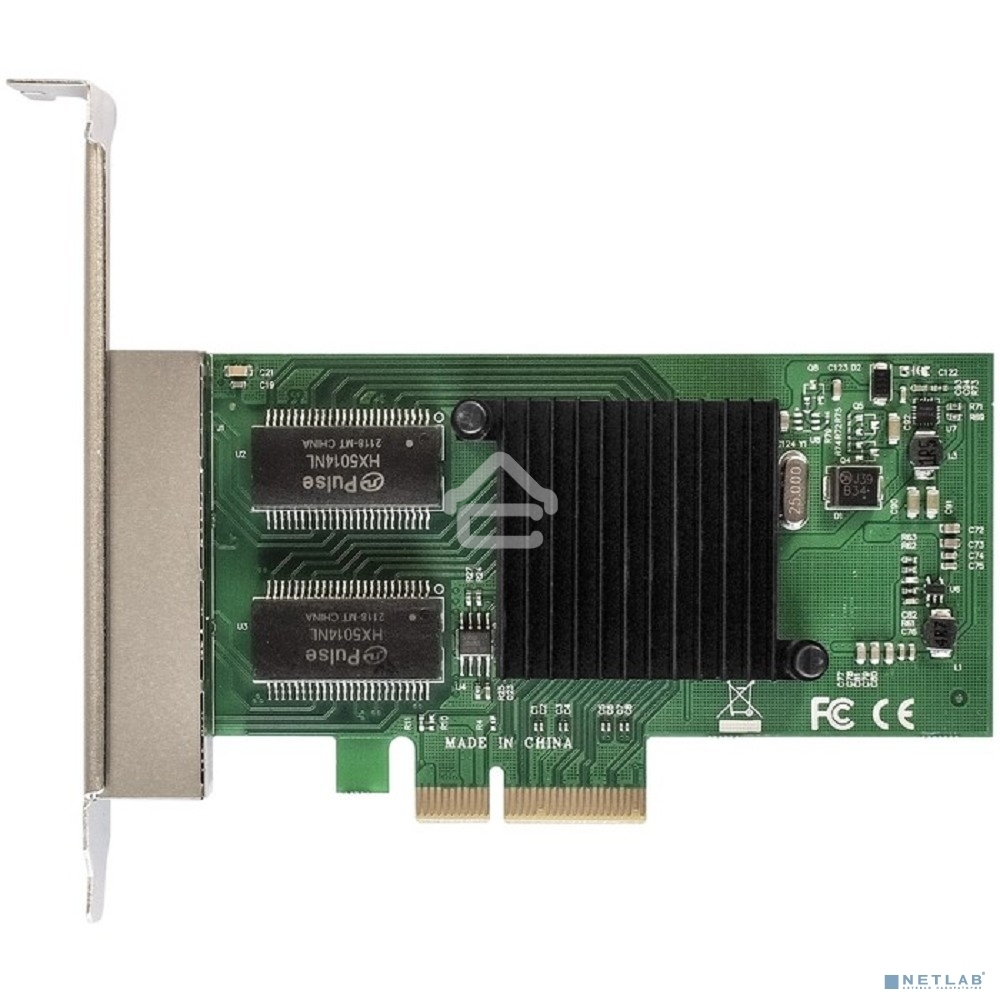 Сетевой адаптер ExeGate EXE-I350-T4V2 (PCI-E x4 v2.1, порты 4xRJ45 (медные), 10/100/1000Mbps, Gigabit NIC Intel Chipset NHI350AM4)