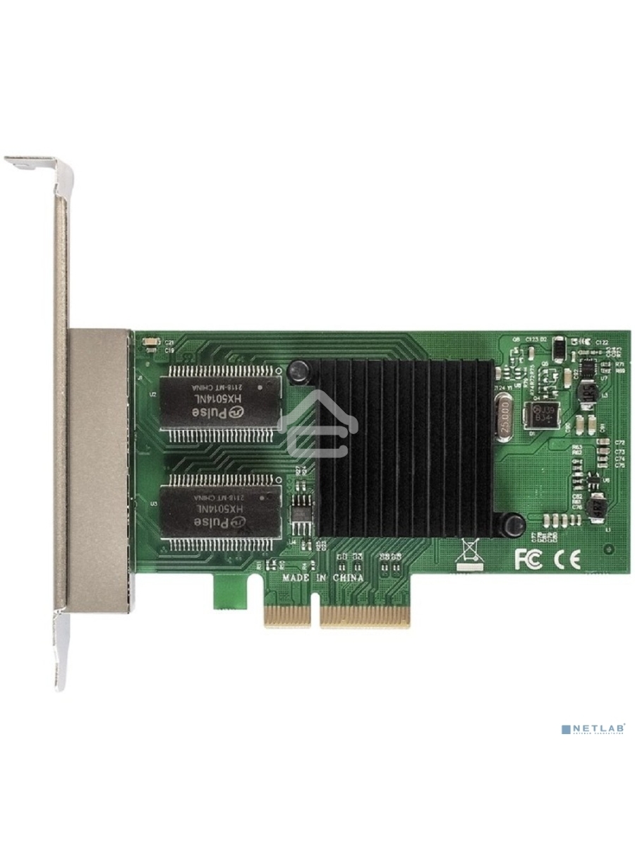 Сетевой адаптер ExeGate EXE-I350-T4V2 (PCI-E x4 v2.1, порты 4xRJ45 (медные), 10/100/1000Mbps, Gigabit NIC Intel Chipset NHI350AM4)