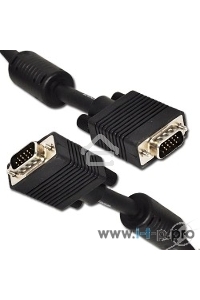 Кабель Gembird/Cablexpert CC-PPVGA-10M-B, Кабель VGA Premium , 15M/15M, 10м, черный, тройной экран, феррит.кольца