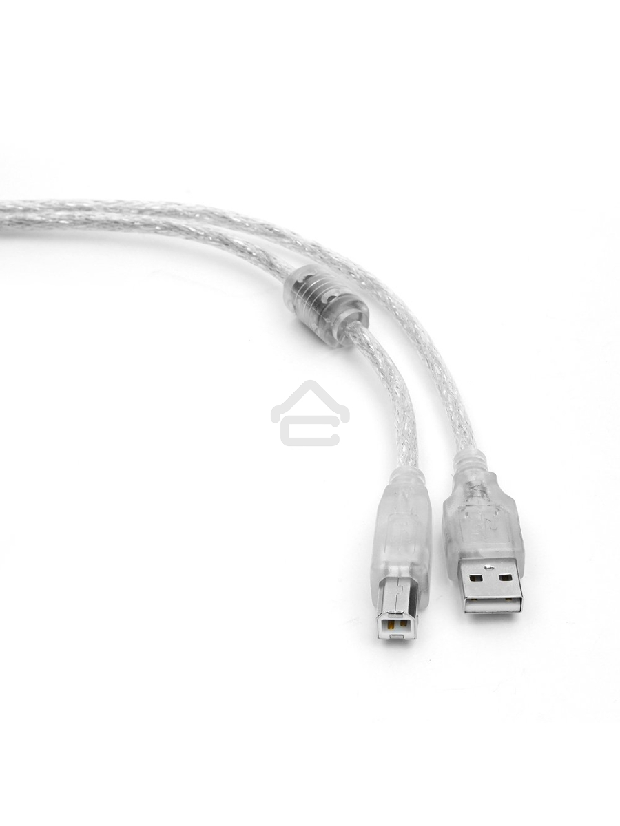 Кабель Cablexpert USB 2.0 Pro, AM/BM, 2м, экран, 2 феррит.кольца, прозрачный (CCF-USB2-AMBM-TR-2M)