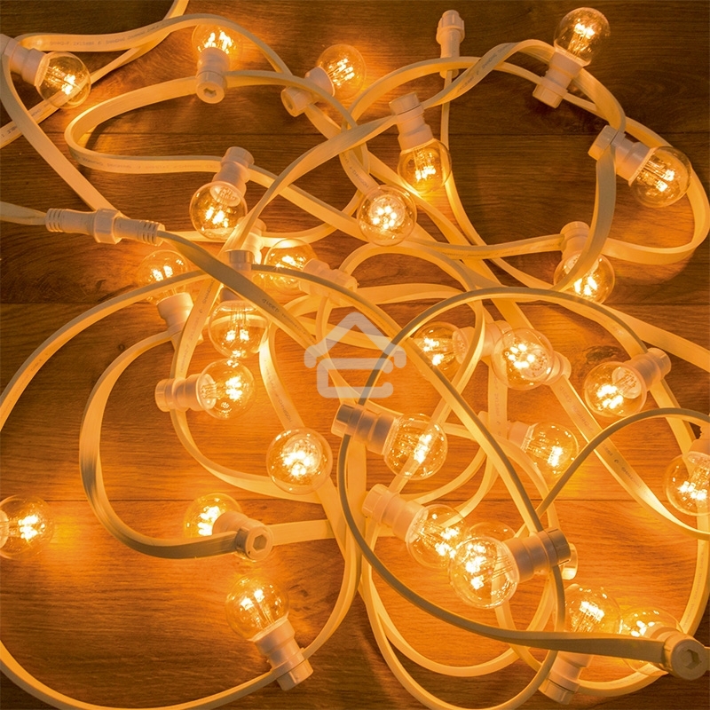 Гирлянда LED Galaxy Bulb String 10м, белый КАУЧУК, 30 ламп*6 LED ТЕПЛЫЙ БЕЛЫЙ, влагостойкая IP65