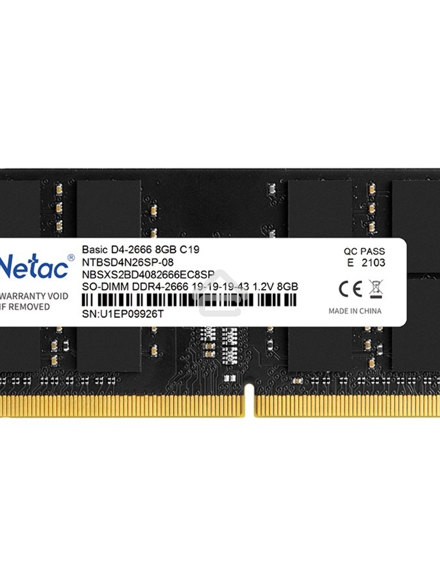 Оперативная память NETAC Basic, DDR4, 8GB (1x8GB), 2666MHz, CL19, SO-DIMM