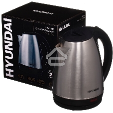 Чайник электрический Hyundai HYK-S1030 1.7 л, 2200 Вт, серебристый матовый/черный (корпус: металл)