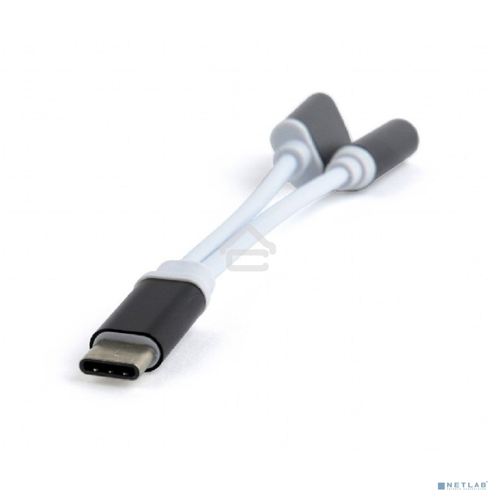 Переходник Cablexpert USB Type-C/Jack3.5 F+ Type-C F, черный, пакет (CCA-UC3.5F-02)