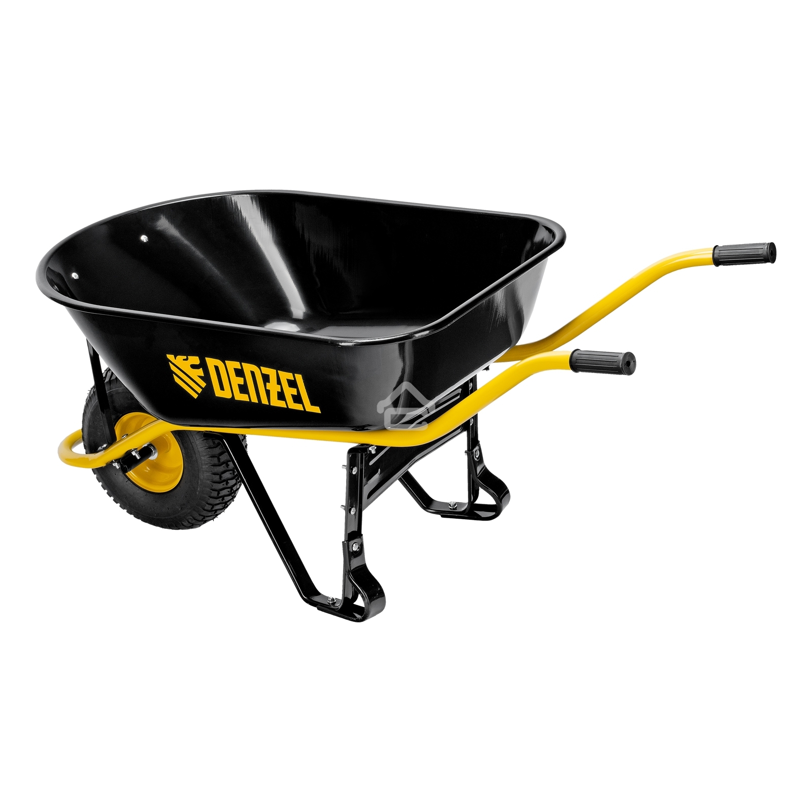 Тачка строительная Denzel усиленная, объем 130 л, 230 кг, колесо 15х6.00-6