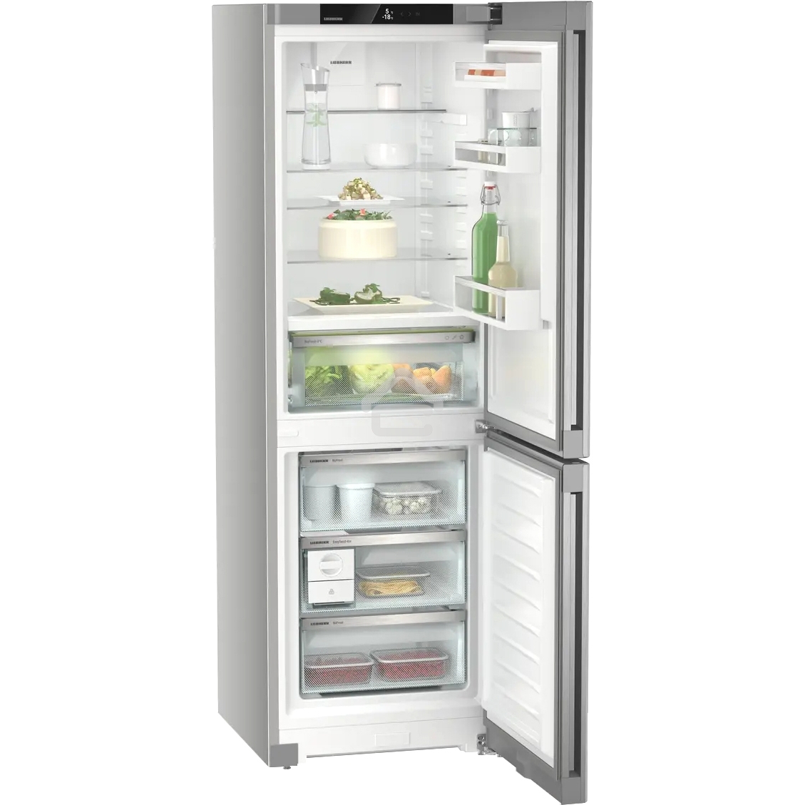 Холодильник Liebherr Plus CBNsdc 522i-22 001 серебристый SmartSteel двухкамерный 216/94л морозилка снизу, No Frost