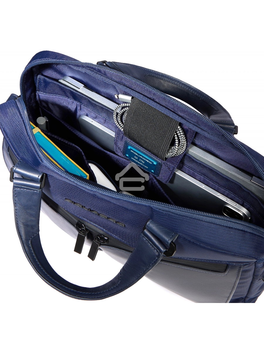 Деловая сумка Piquadro Orion CA6623S136/BLU с отделением для ноутбука синий ткань/натур.кожа
