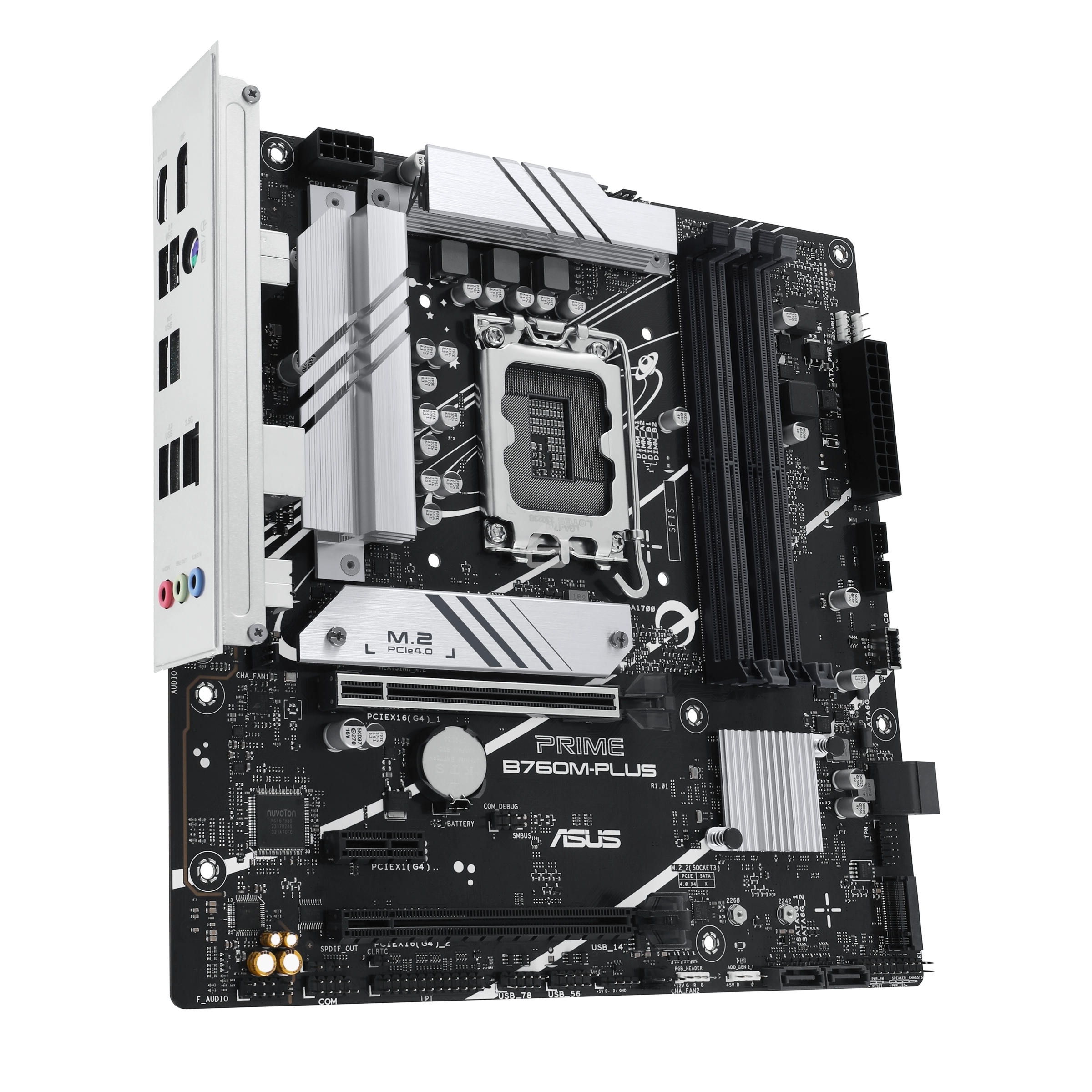 Материнская плата ASUS PRIME B760M-PLUS, LGA 1700, Intel B760, 4xDDR5, 4xSATA, 2xM.2, 1xPCIe 4.0 x4, 1xPCIe x1, 1xDP, 1xHDMI, 1x 2.5Gb LAN, 2xUSB-A 3.2 Gen 2, 4xUSB-A 2.0, 3x3.5 мм, 7.1, mATX