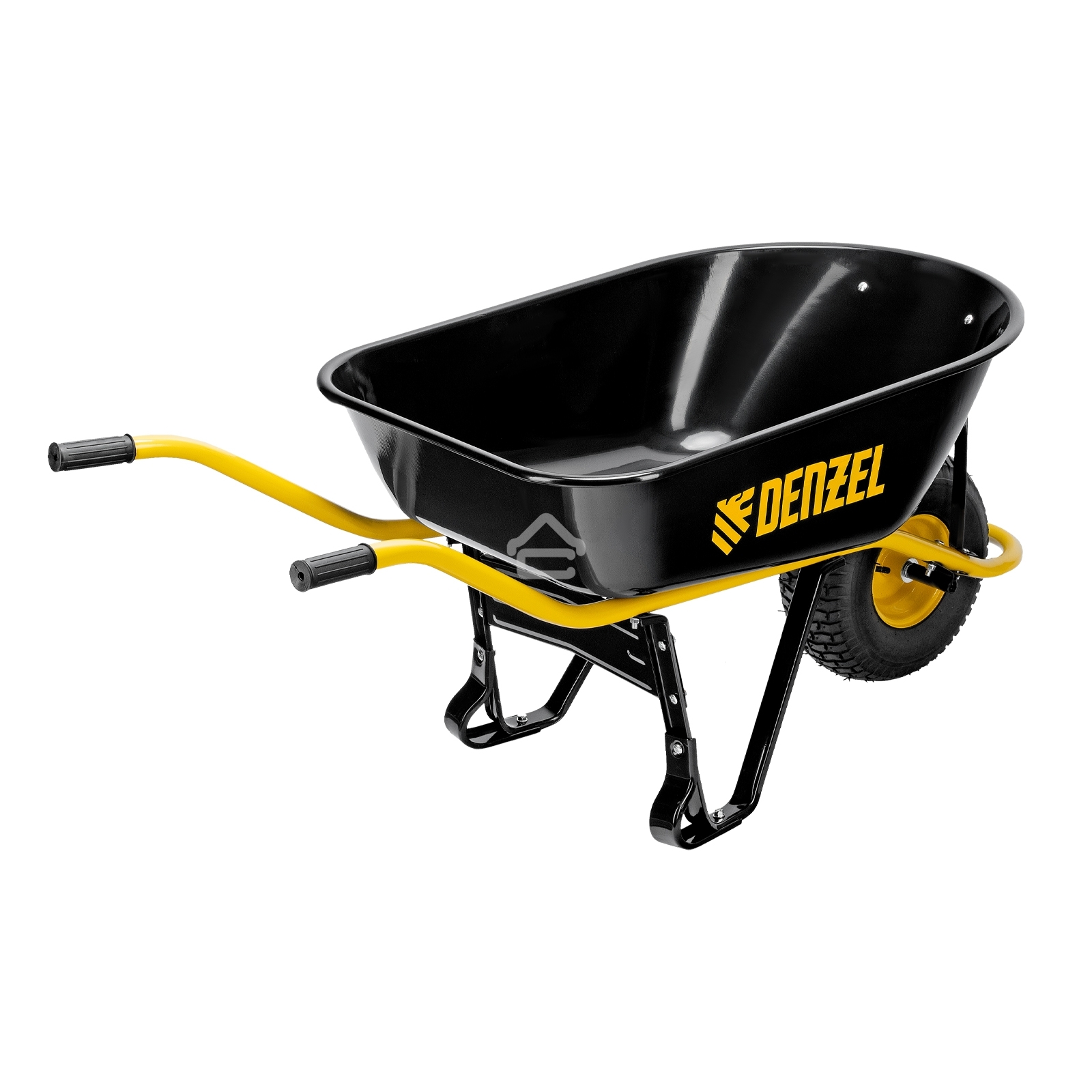 Тачка строительная Denzel усиленная, объем 130 л, 230 кг, колесо 15х6.00-6