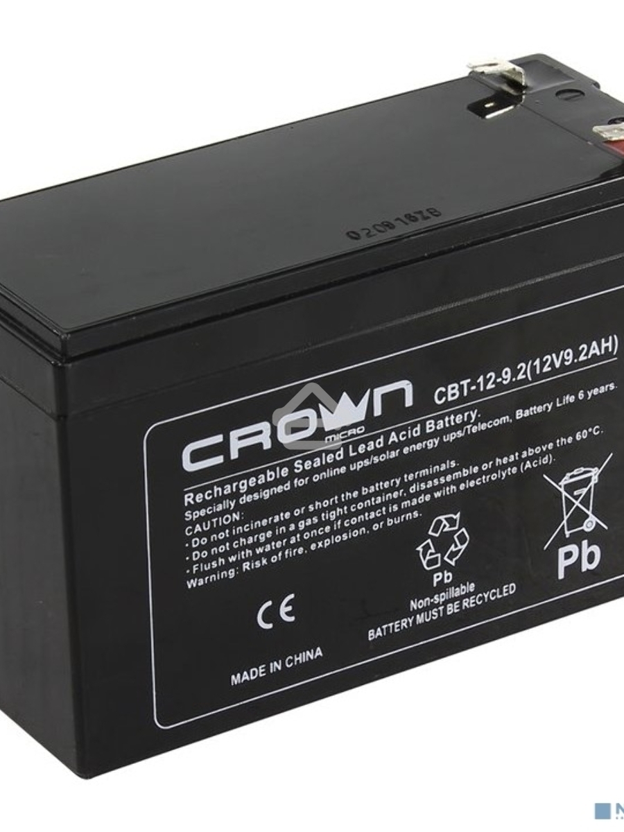 Батарея CROWN CBT-12-9.2 (12V 9.2Ah) F2 срок службы 5 лет