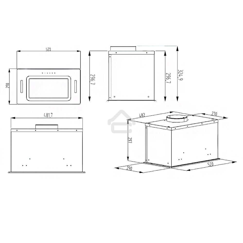 Вытяжка встраиваемая Evelux Arvid 60 BG черный, 60 см, 950 куб. м/ч, 49 дБ
