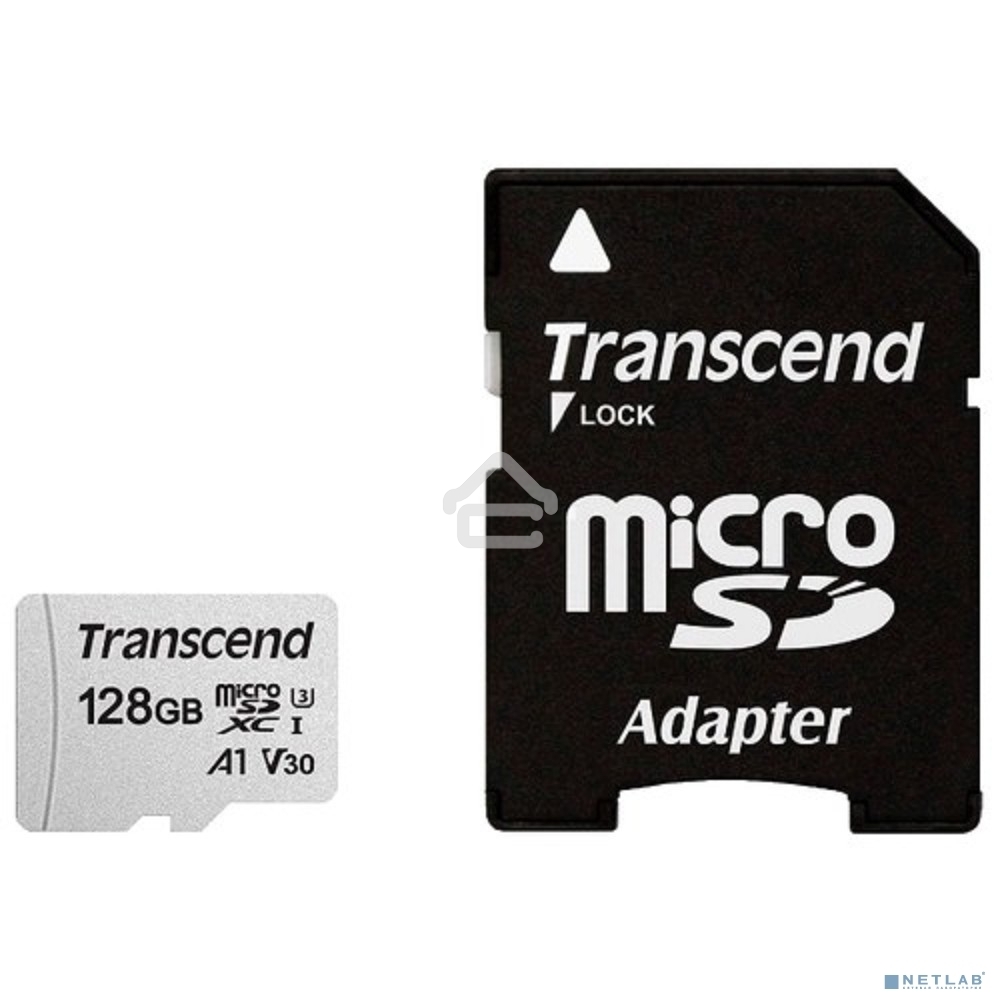 Флеш карта Transcend Micro SecureDigital 128Gb MicroSDXC Class 10 UHS-I U3, SD adapter(TS128GUSD300S-A)