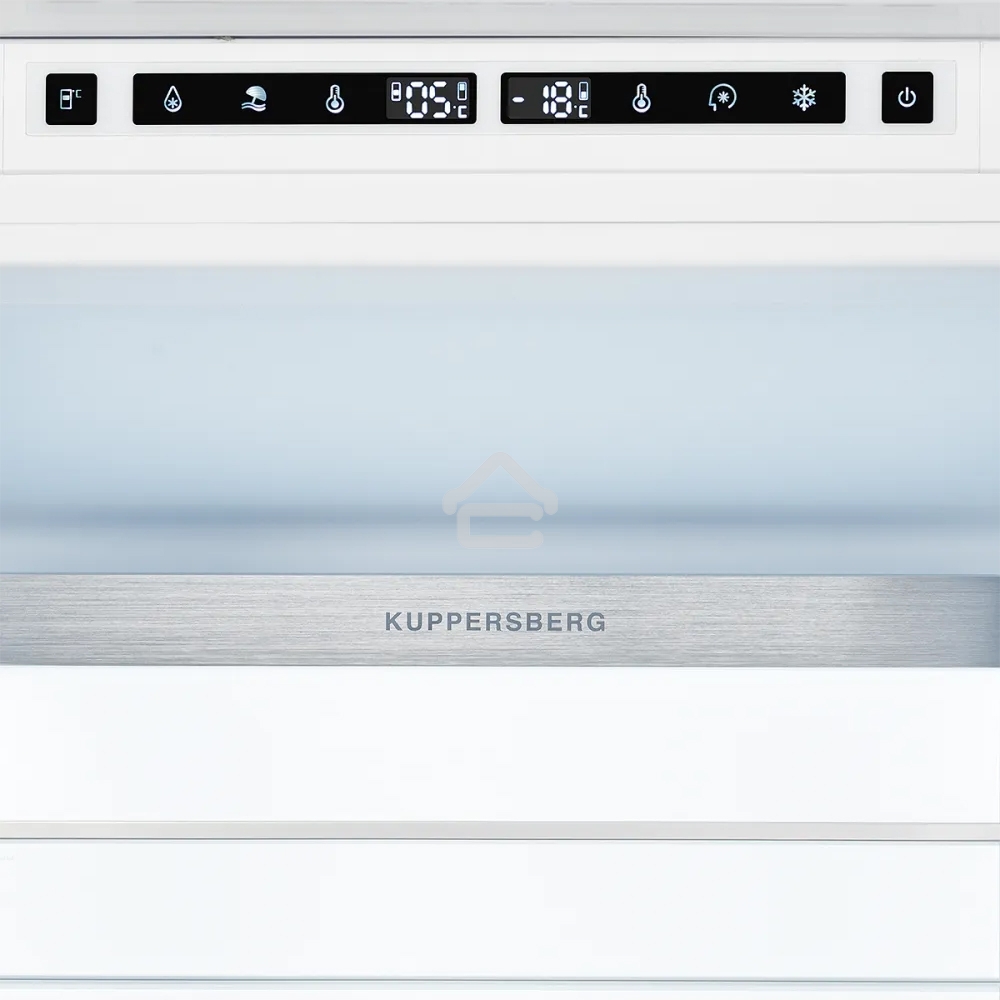 Встраиваемый холодильник Kuppersberg RBN 1760, High-Tech, объем 237 л, скользящий фасад, электронное управление, No Frost, антибактериальный пластик, звуковой сигнал при открытой дверце, перенавешиваемые двери, LED освещение, уровень шума 41 дБ, энергоэфф