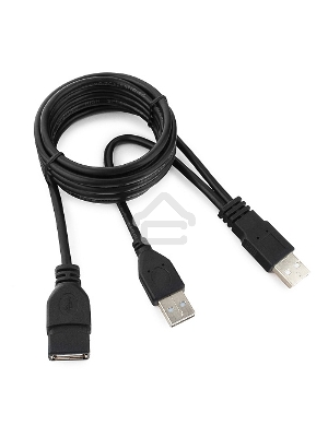 Кабель удлинитель USB 2.0 2xAM/AF 1.8м Gembird PRO, позол.конт., черный, пакет  CCP-USB22-AMAF-6