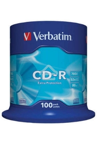 Диск CD-R Verbatim 700Mb 52x Cake Box (100шт) (43411)