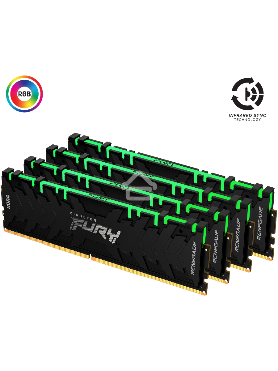 Оперативная память Kingston Fury Renegade, DDR4, 16GB (2x8GB), 3600MHz, CL16, DIMM, с радиаторами, RGB, черный