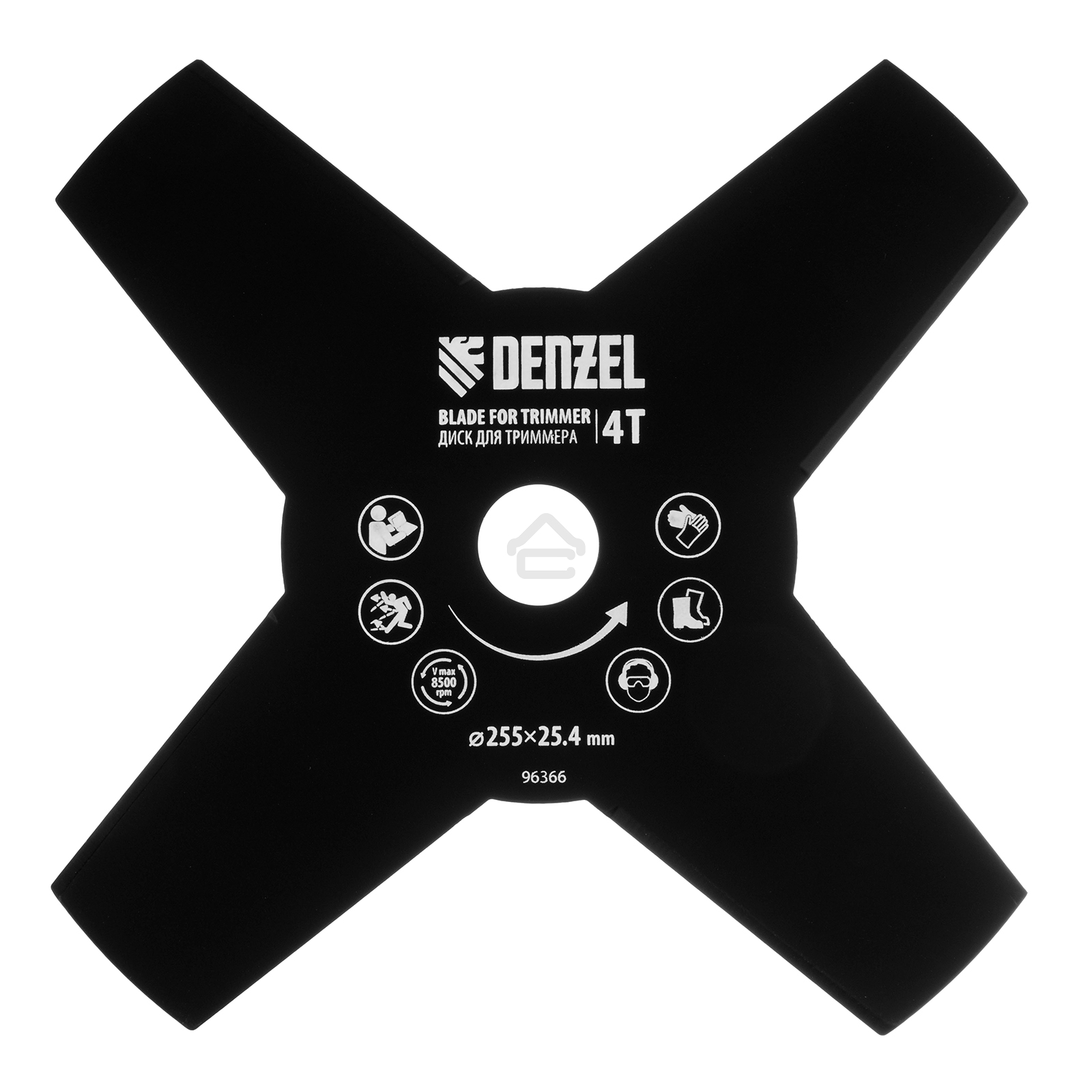 Диск для триммера Denzel 255 х 25,4, толщина 1,6 мм, 4 лезвия