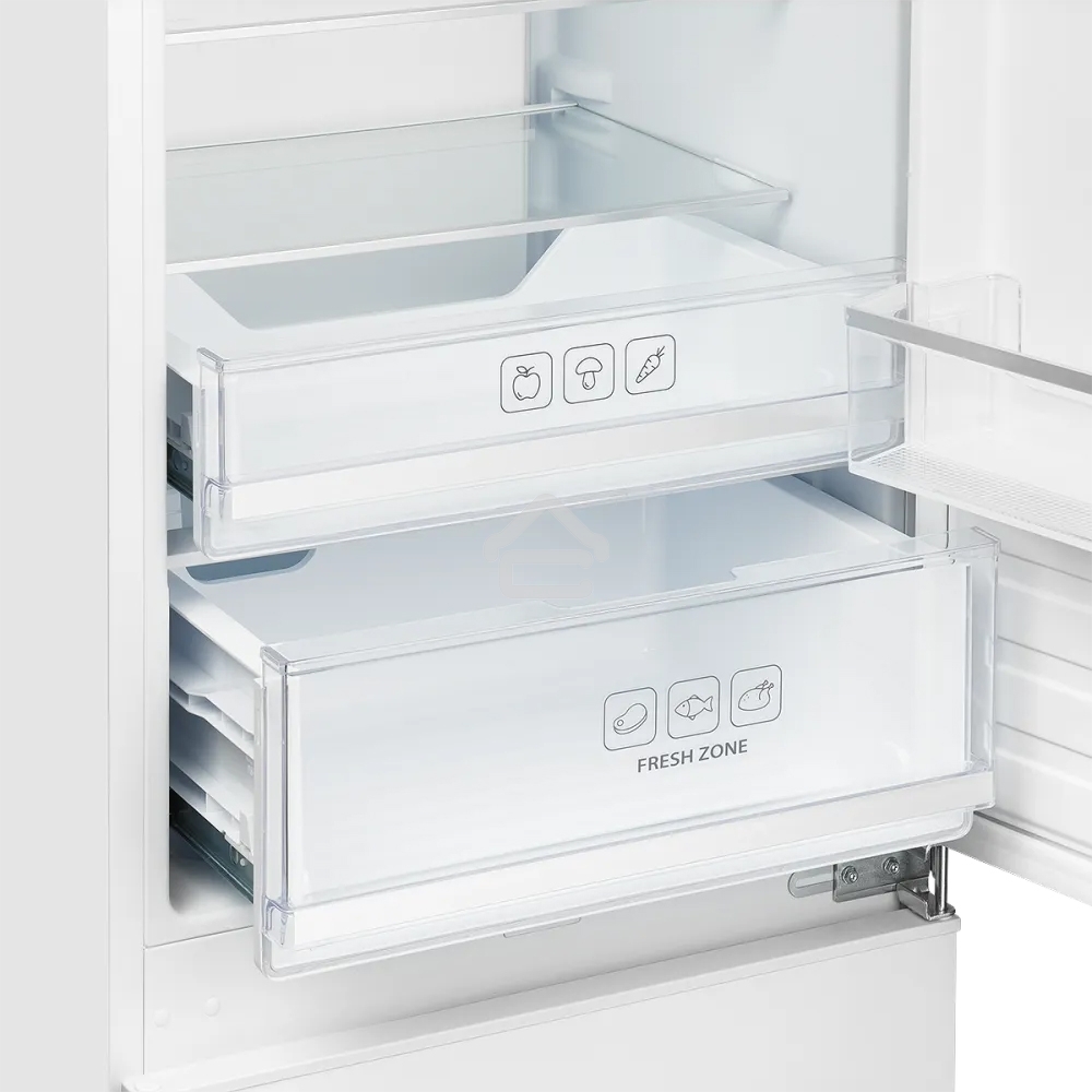 Встраиваемый холодильник Kuppersberg RBN 1760, High-Tech, объем 237 л, скользящий фасад, электронное управление, No Frost, антибактериальный пластик, звуковой сигнал при открытой дверце, перенавешиваемые двери, LED освещение, уровень шума 41 дБ, энергоэфф