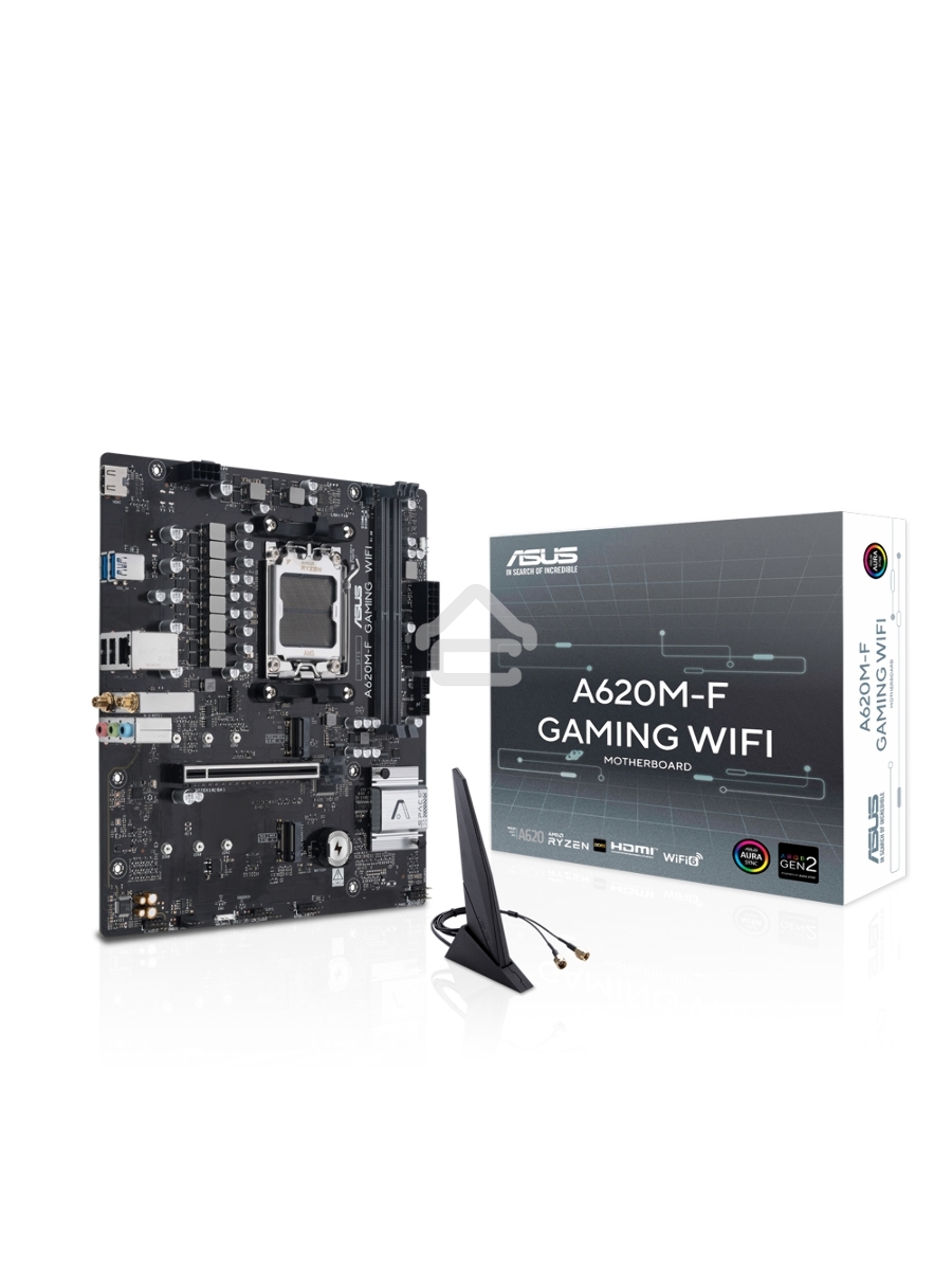 Материнская плата ASUS A620M-F GAMING WIFI, AM5, AMD A620, 2xDDR5, 2xM.2, 1xPCIe 4.0 x16, 1xHDMI, 1x2.5Gb LAN, Wi-Fi 6E, Bluetooth 5.3, 2xUSB-A 5Gbps, 2xUSB-A 2.0, 3x3.5 мм, 7.1, mATX