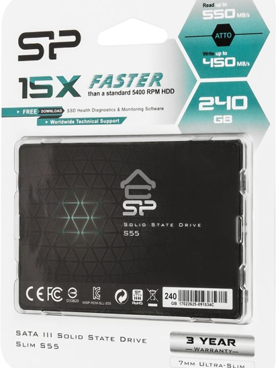 Накопитель SSD SiliconPower Slim S55, 240Gb, SATA, 2.5