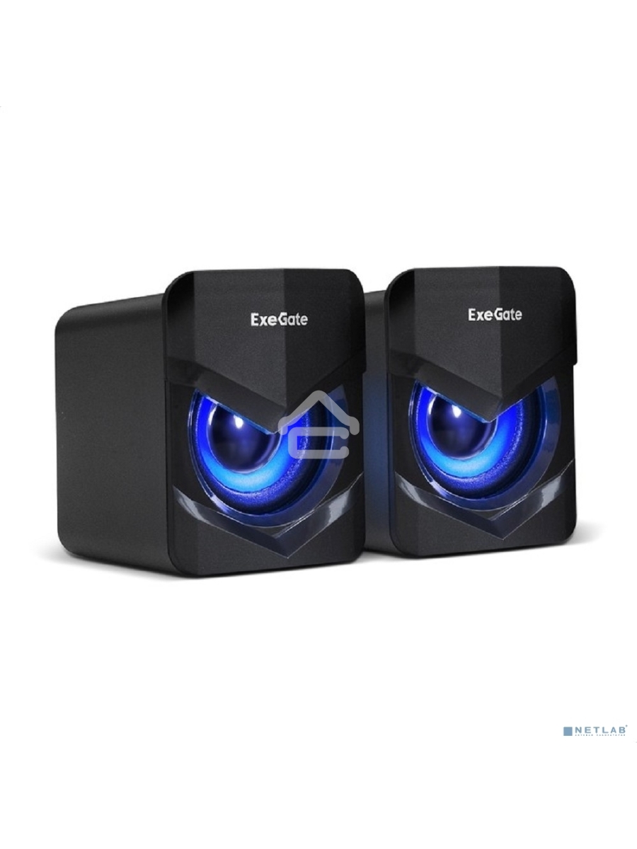 Акустическая система 2.0 ExeGate EX289685RUS Accord 200 (питание USB, 2х3Вт (6Вт RMS), 60-20000Гц,цвет черный, синяя подсветка)