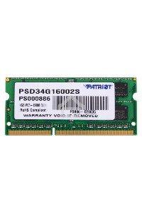 Оперативная память Patriot, DDR3, 4GB (1x4 GB), 1600 MHz, CL11, SO-DIMM